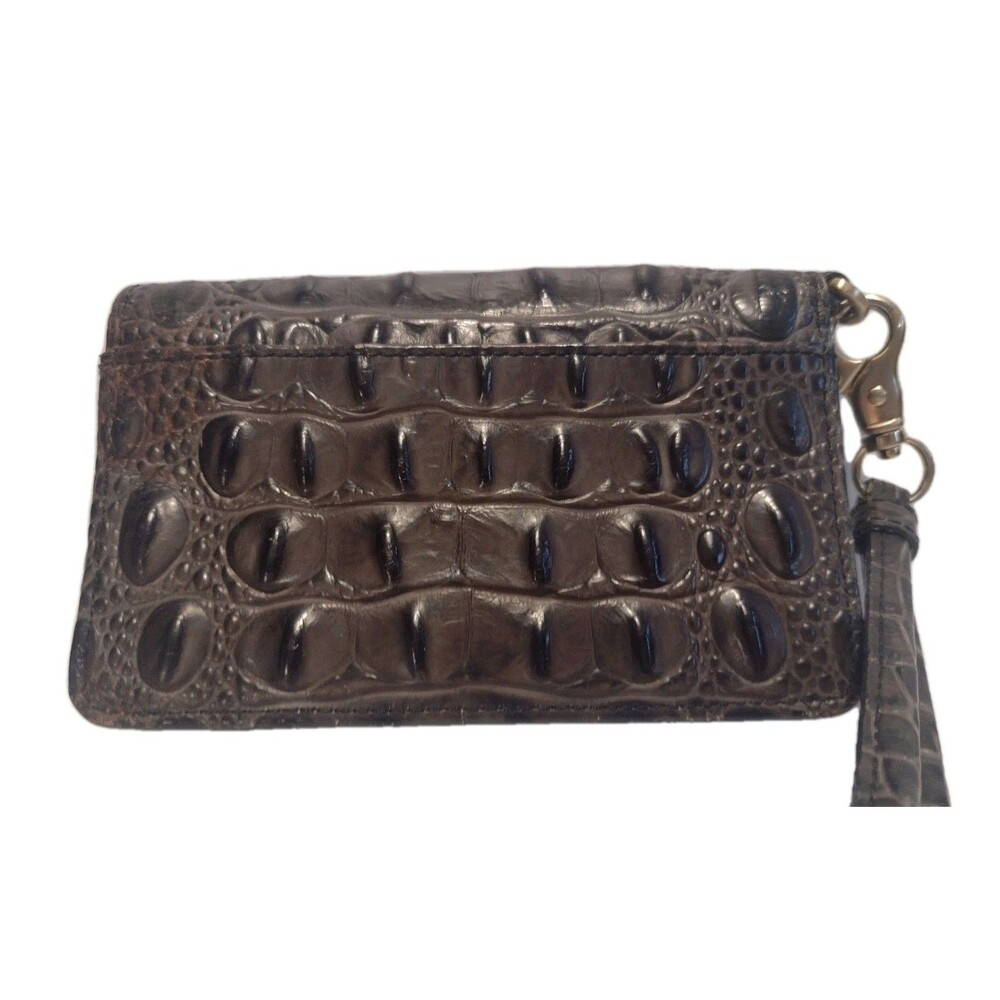 Brahmin Debra Brown Wristlet Wallet Melbourne Leather Croc Embossed - Picture 2 of 16